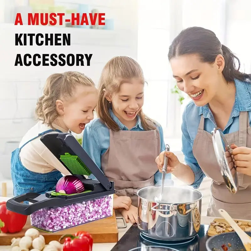 16-in-1 Professional Vegetable Chopper and Slicer with 8 Blades and Container