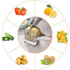 Stainless Steel Lemon Slicer - Versatile Kitchen Utensil for Safe Cutting of Onions, Potatoes, Tomatoes, Vegetables, and Fruits; Ideal Cooking Accessory for Camping and Hiking