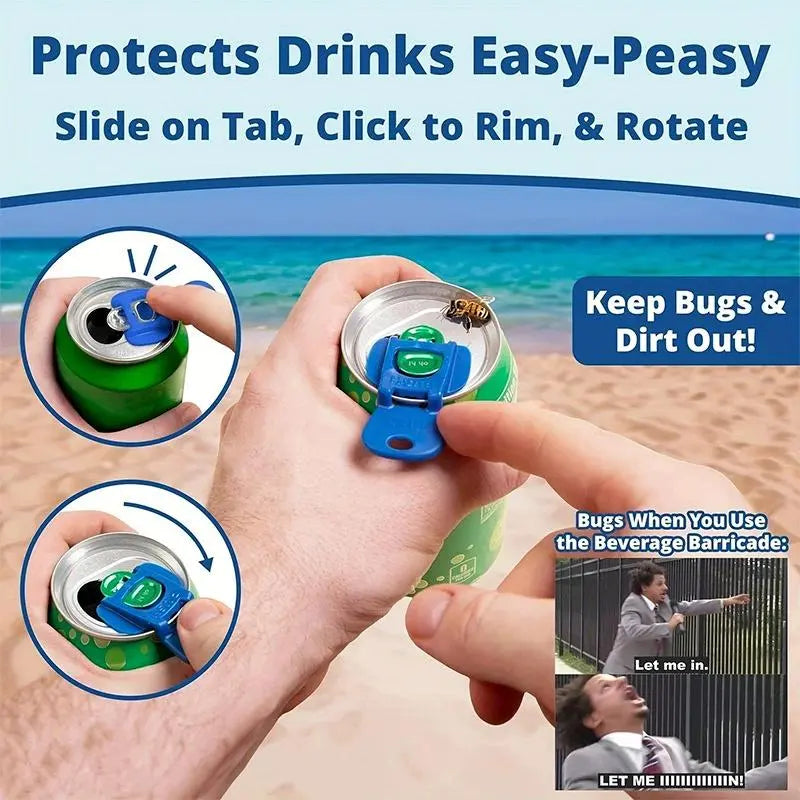 Avant Grub Beverage Barricade Set (6/12 Pcs) - Easy Tab Opener and Drink Protector with Colorful Design, Safeguards Against Bugs and Dust, Perfect for Parties