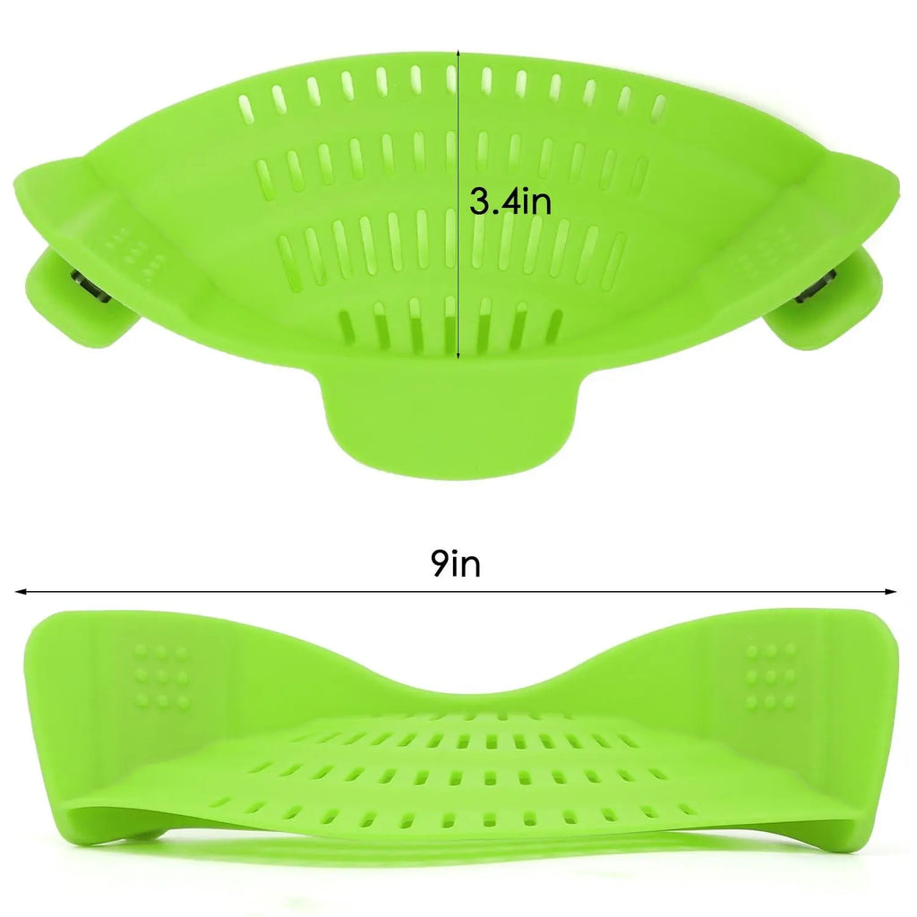 Gray Silicone Clip-On Pasta Strainer - Heat-Resistant Colander for Efficient Draining of Vegetables and Noodles - Space-Saving Kitchen Utensil