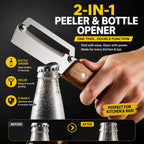 (Upgraded Thickened Version) Wood Handle Multifunction Kitchen Peeler – Peel, Slice, Scrape & Bottle Opener Tool