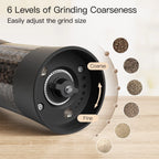 Ultrean Rechargeable Electric Salt and Pepper Grinder Set - Modern ABS Plastic Seasoning Tools with 6 Adjustable Coarseness Levels, Coarse Control, LED Light, Sky Blue - Ideal Kitchen Gadget and Housewarming Gift