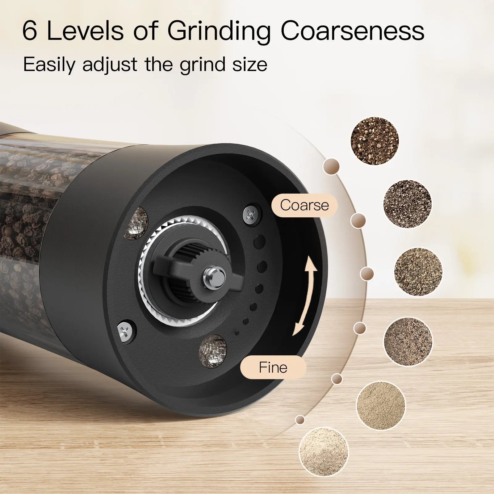 Ultrean Rechargeable Electric Salt and Pepper Grinder Set - Modern ABS Plastic Seasoning Tools with 6 Adjustable Coarseness Levels, Coarse Control, LED Light, Sky Blue - Ideal Kitchen Gadget and Housewarming Gift