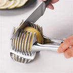 Stainless Steel Lemon Slicer - Versatile Kitchen Utensil for Safe Cutting of Onions, Potatoes, Tomatoes, Vegetables, and Fruits; Ideal Cooking Accessory for Camping and Hiking