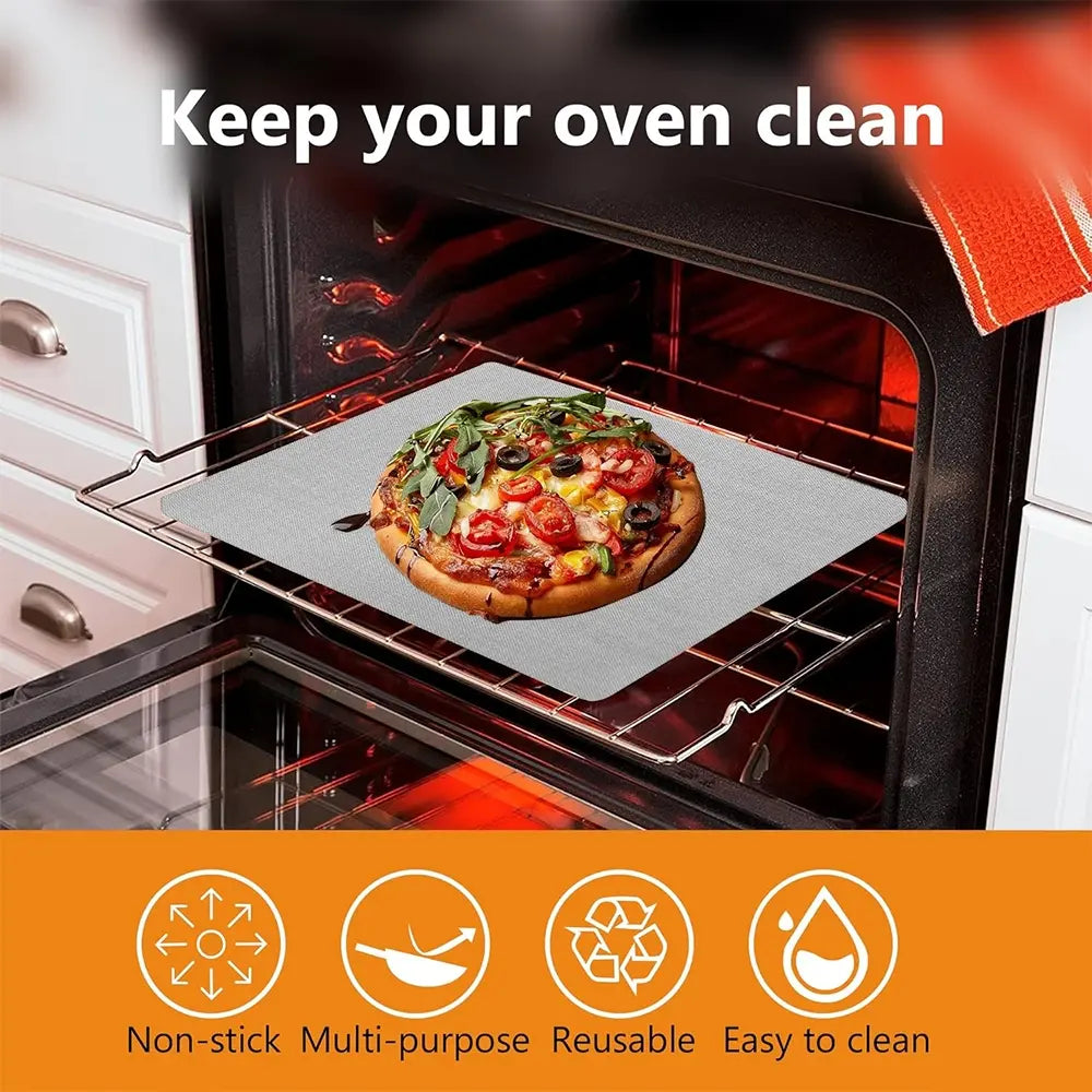 2 Counts Non-Stick Reusable Teflon Oven Liners for Grills, Heavy-Duty & Food-Safe Liners for Electric, Gas, Microwave Ovens & Toaster Ovens, Baking Supplies, Baking, Bakeware