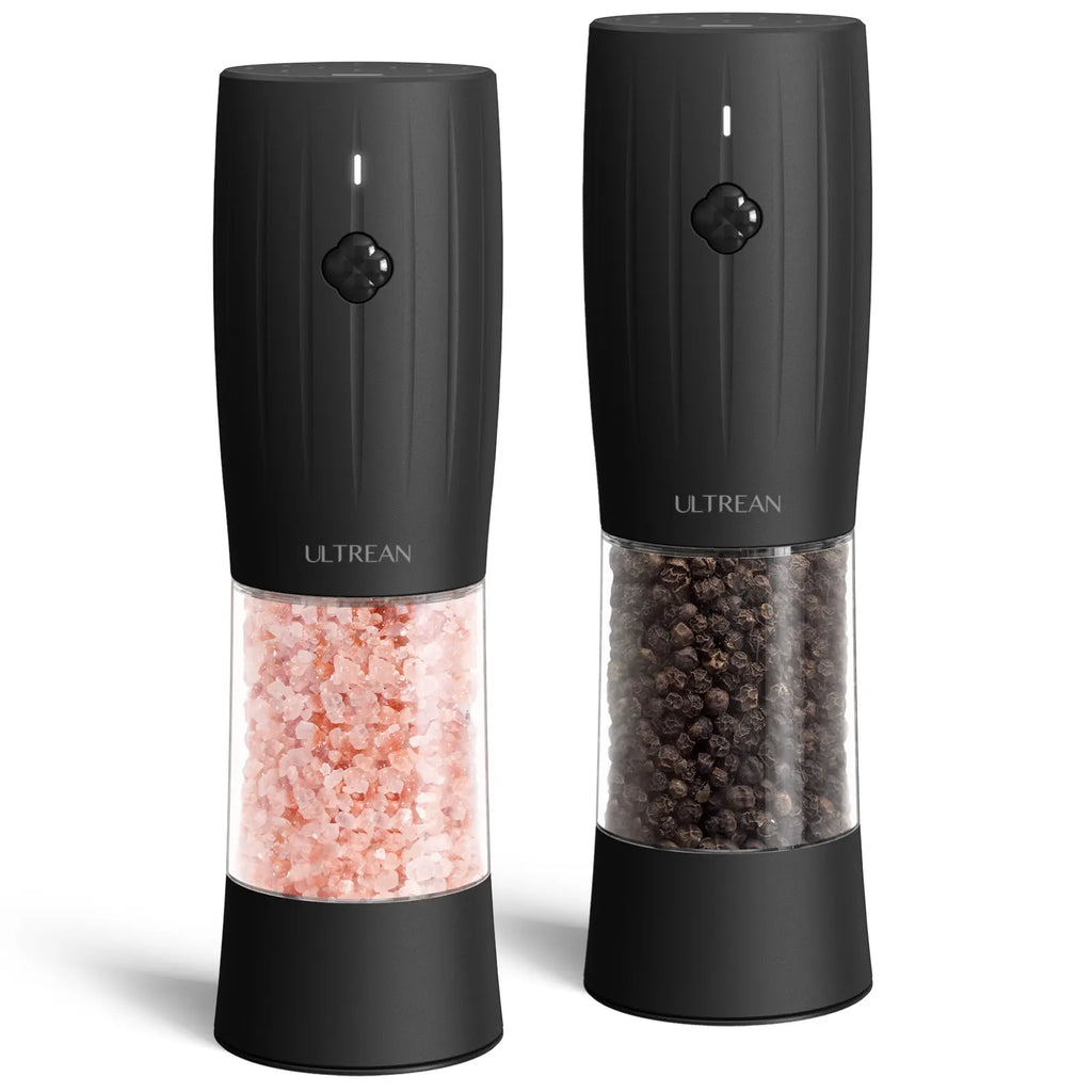 Ultrean Rechargeable Electric Salt and Pepper Grinder Set - Modern ABS Plastic Seasoning Tools with 6 Adjustable Coarseness Levels, Coarse Control, LED Light, Sky Blue - Ideal Kitchen Gadget and Housewarming Gift