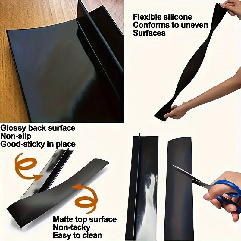 2Pcs Silicone Kitchen Stove Gap Covers, Heat-Resistant & Waterproof, Seals Gap between Stove and Countertop