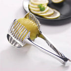 Stainless Steel Lemon Slicer - Versatile Kitchen Utensil for Safe Cutting of Onions, Potatoes, Tomatoes, Vegetables, and Fruits; Ideal Cooking Accessory for Camping and Hiking