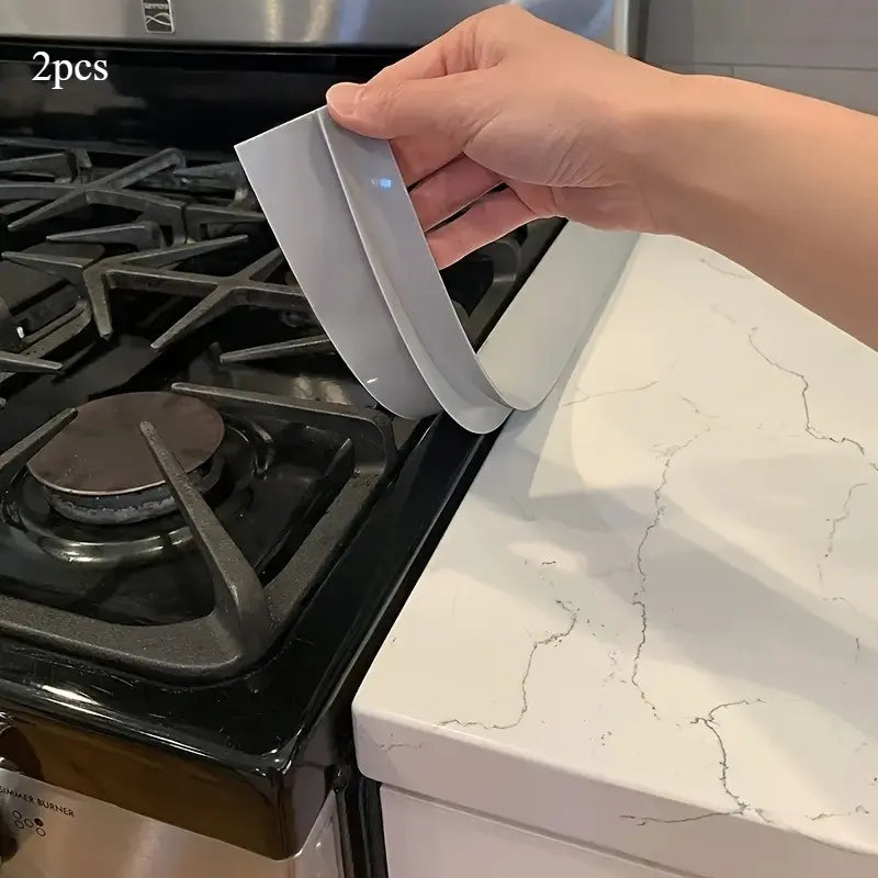2Pcs Silicone Kitchen Stove Gap Covers, Heat-Resistant & Waterproof, Seals Gap between Stove and Countertop