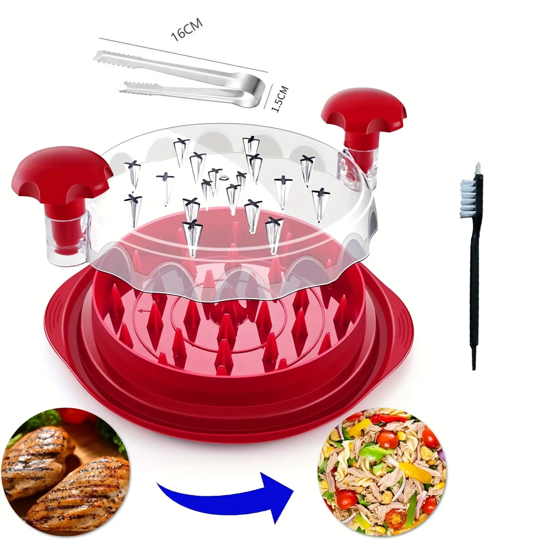 Chicken Shredder Large Chicken Breast Shredder Tool Twist with Anti-Slip Strip, Ergonomic Handle, BPA Free, Meat Shredder Tool Chicken Shredder Tool Twist with Heat Resistant Tong and Cleaning Brush,Home Essentials