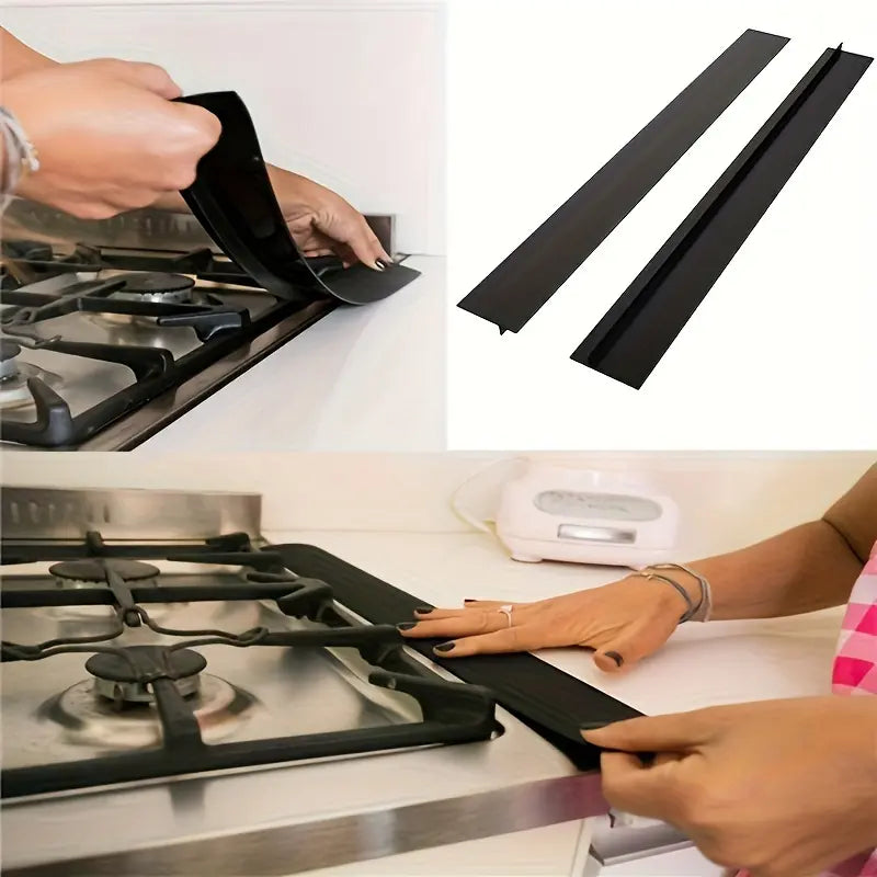 2Pcs Silicone Kitchen Stove Gap Covers, Heat-Resistant & Waterproof, Seals Gap between Stove and Countertop