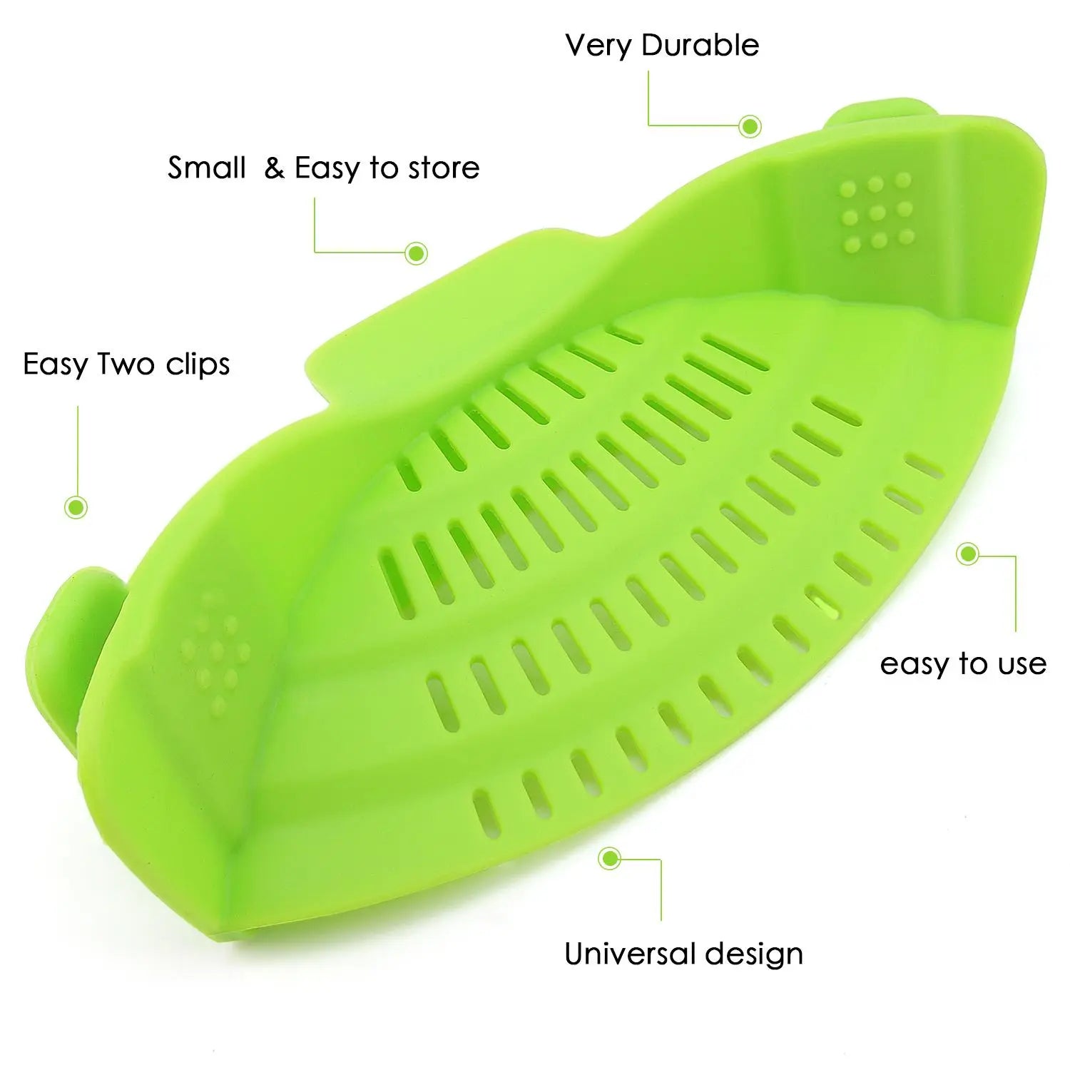 Gray Silicone Clip-On Pasta Strainer - Heat-Resistant Colander for Efficient Draining of Vegetables and Noodles - Space-Saving Kitchen Utensil