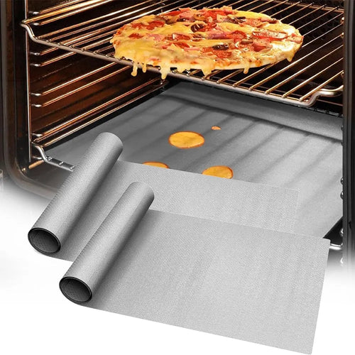 2 Counts Non-Stick Reusable Teflon Oven Liners for Grills, Heavy-Duty & Food-Safe Liners for Electric, Gas, Microwave Ovens & Toaster Ovens, Baking Supplies, Baking, Bakeware