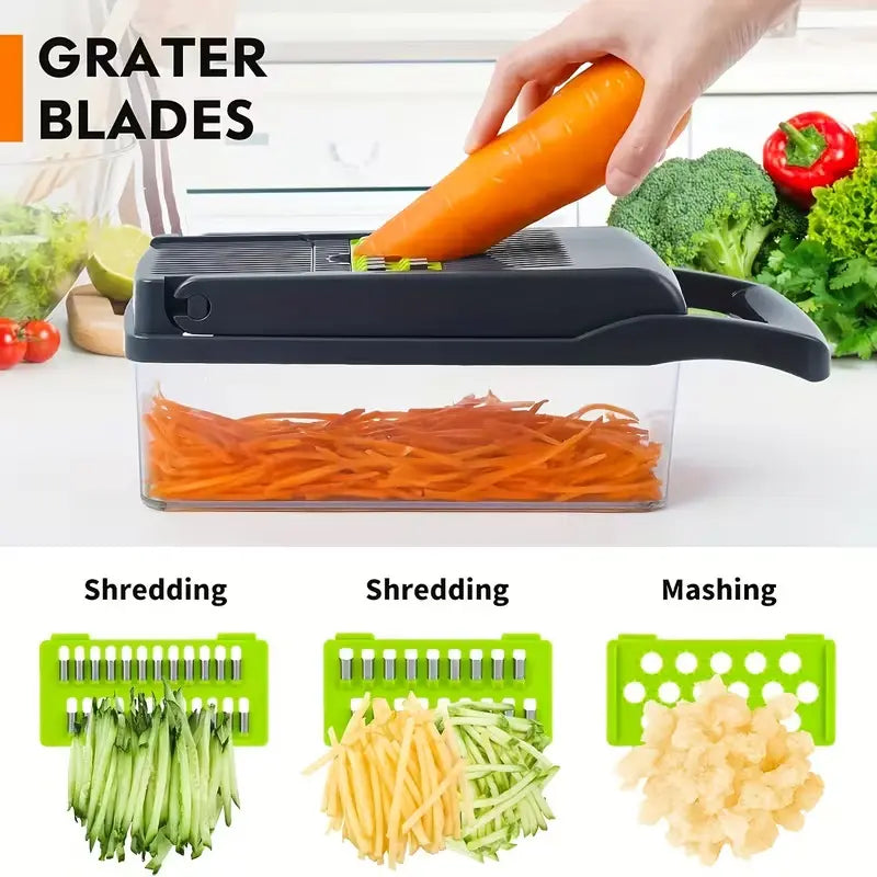 16-in-1 Professional Vegetable Chopper and Slicer with 8 Blades and Container