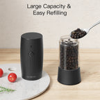 Ultrean Rechargeable Electric Salt and Pepper Grinder Set - Modern ABS Plastic Seasoning Tools with 6 Adjustable Coarseness Levels, Coarse Control, LED Light, Sky Blue - Ideal Kitchen Gadget and Housewarming Gift