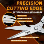 Huusk All-Purpose Kitchen Scissors - Stainless Steel Shears for Meat, Poultry, and Food Preparation - Dishwasher Safe - Ideal for Cooking and Gifting