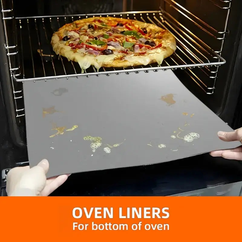 2 Counts Non-Stick Reusable Teflon Oven Liners for Grills, Heavy-Duty & Food-Safe Liners for Electric, Gas, Microwave Ovens & Toaster Ovens, Baking Supplies, Baking, Bakeware