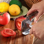 Stainless Steel Lemon Slicer - Versatile Kitchen Utensil for Safe Cutting of Onions, Potatoes, Tomatoes, Vegetables, and Fruits; Ideal Cooking Accessory for Camping and Hiking