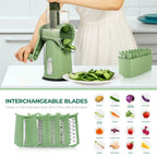SUSTEAS Manual Cheese Shredder and Rotary Grater with 5 Stainless Steel Blades, Strong Suction Cup Base, Multi-Functional Vegetable Slicer, Kitchen Utensils and Gadgets