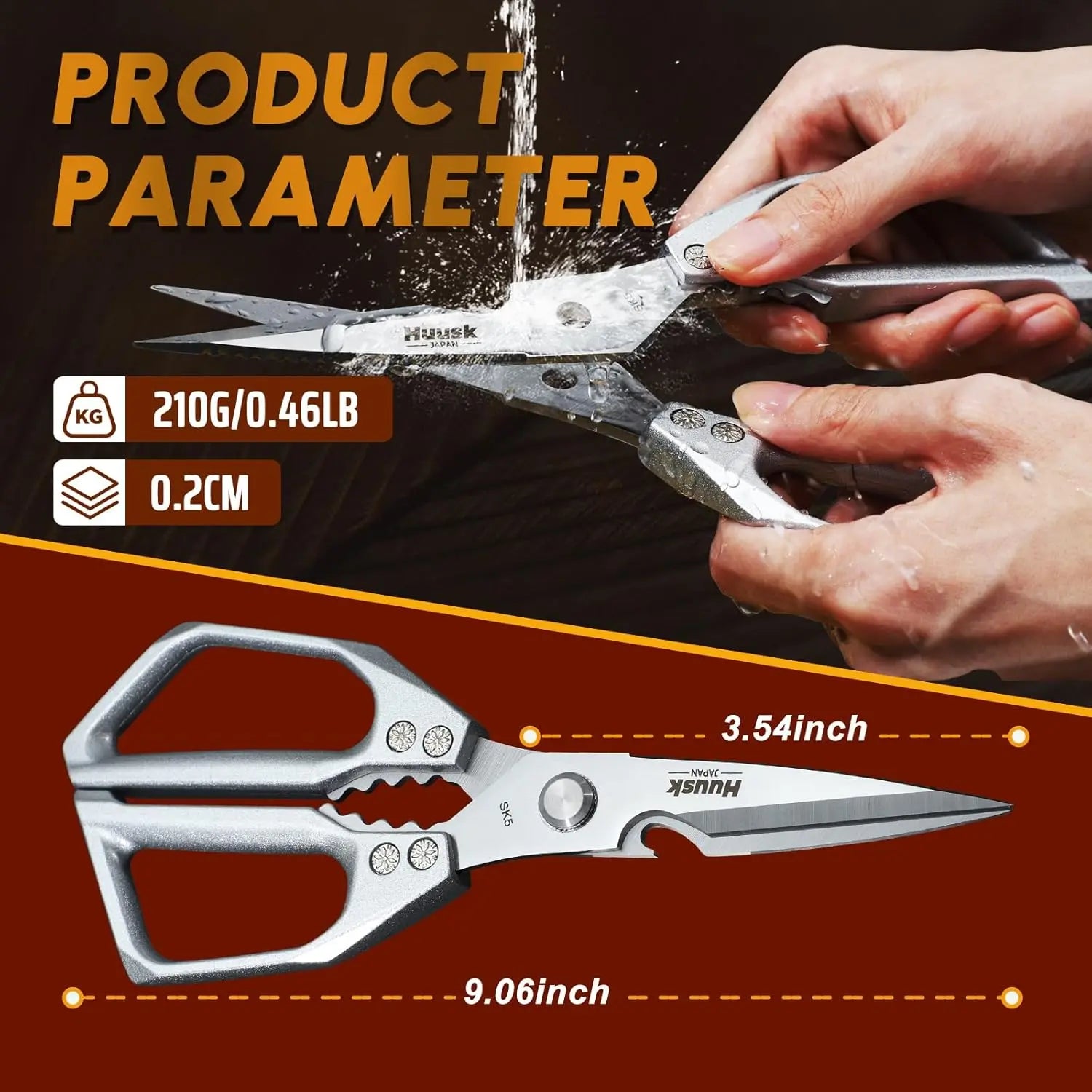 Huusk All-Purpose Kitchen Scissors - Stainless Steel Shears for Meat, Poultry, and Food Preparation - Dishwasher Safe - Ideal for Cooking and Gifting